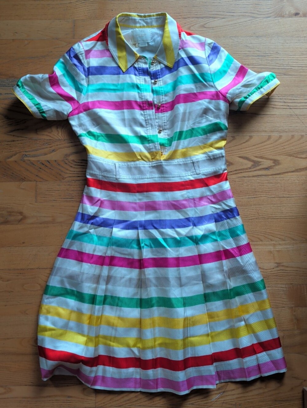 kate spade Multicolor Striped Polo Dress with Yellow Collar